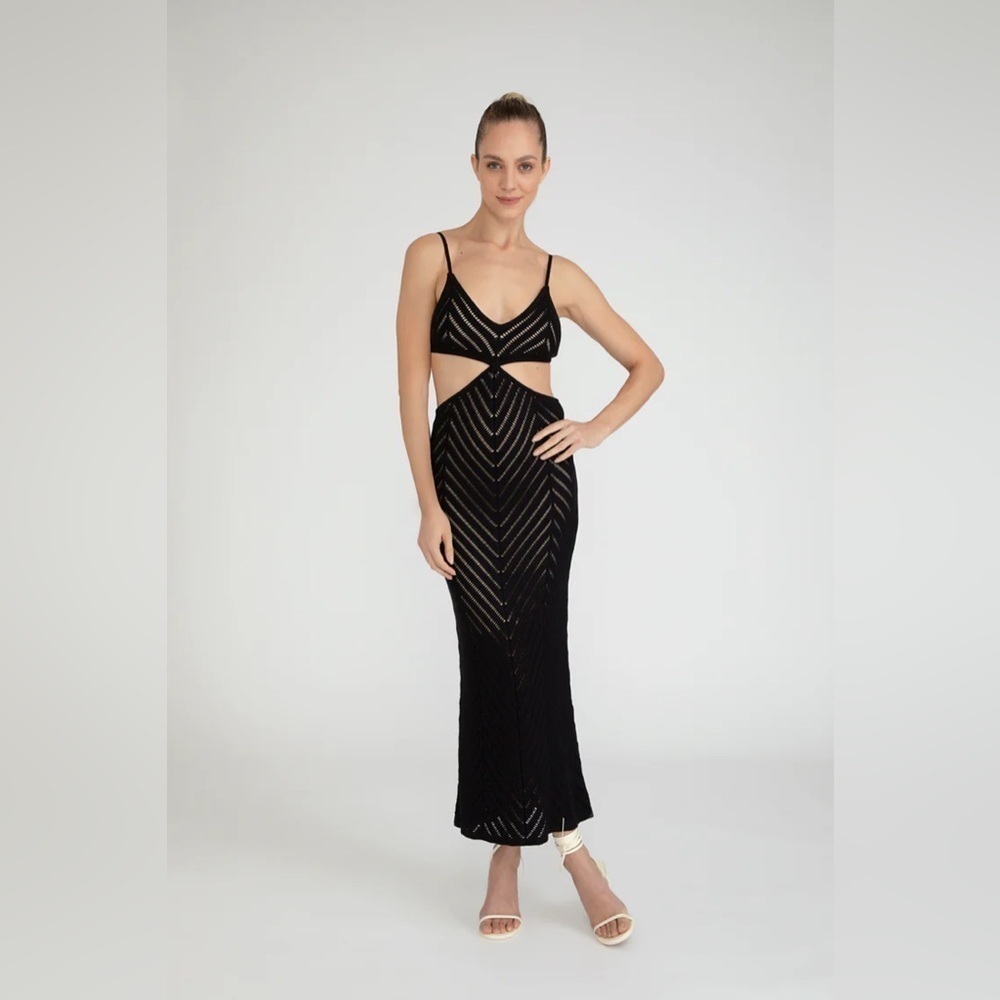 Paola Bernardi Erika Black Lasercut Cutout Dress